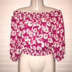 Forever 21 pink white crop top